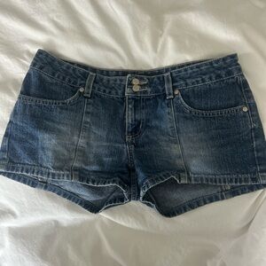 Blue Asphalt Women's Dark Wash Double-Button Denim Shorts